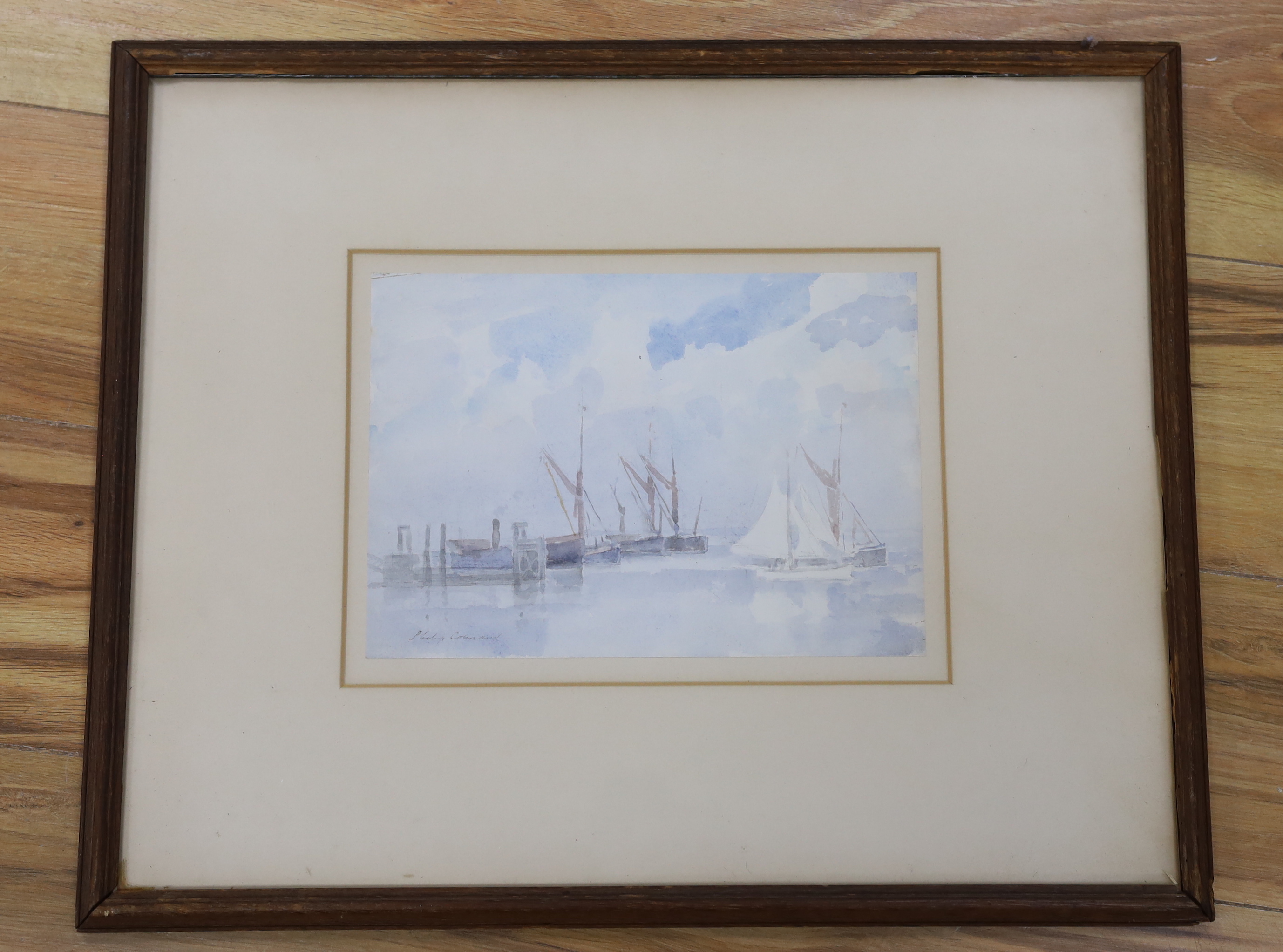 Philip Connard (1875-1958), watercolour, Harbour with fishing boats, signed, 19 x 27cm